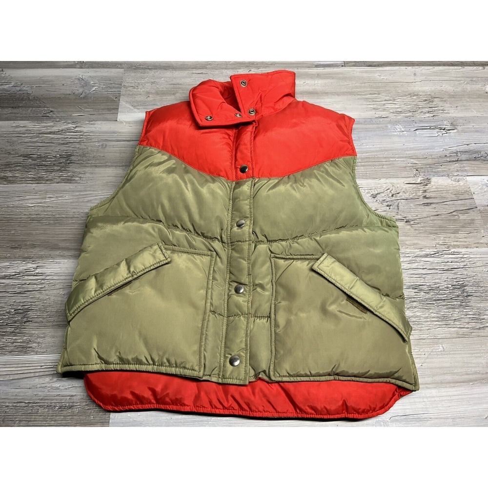Vintage Puffer Vest Orange PBD International Full Zip Hunting Outdoors Size L